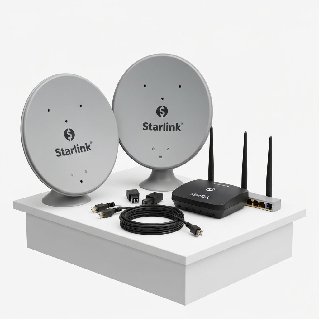 Starlink kit parts for a Perth home installation